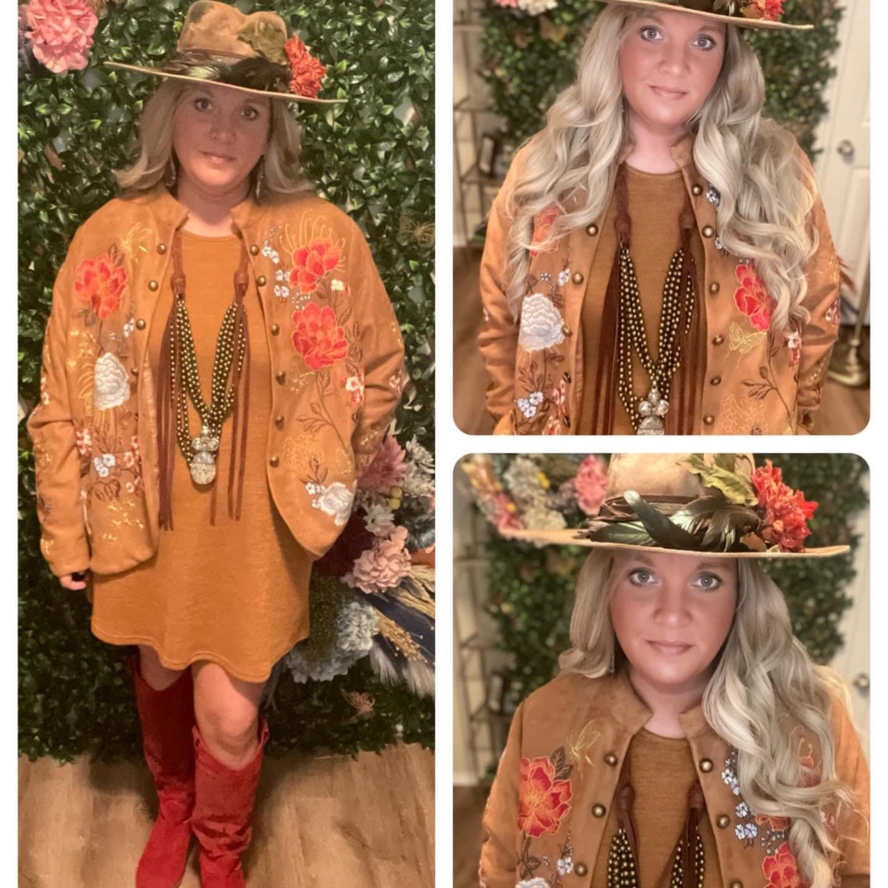 Jacket suede with embroidery